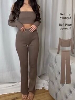Zara Ribbed Straight-Leg Knit Coordinates SET